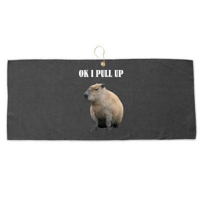 Ok I Pull Up Capybara Funny Large Microfiber Waffle Golf Towel