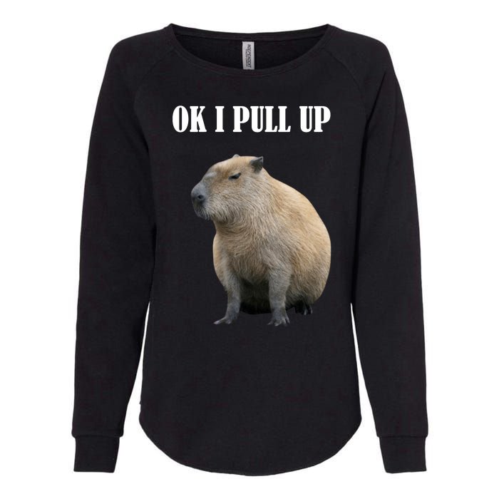 Ok I Pull Up Capybara Funny Womens California Wash Sweatshirt