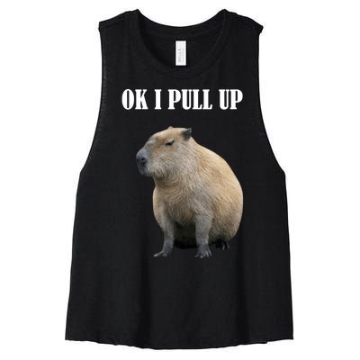 Ok I Pull Up Capybara Funny Women's Racerback Cropped Tank