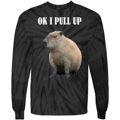 Ok I Pull Up Capybara Funny Tie-Dye Long Sleeve Shirt