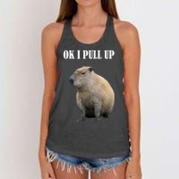 Ok I Pull Up Capybara Funny Women's Knotted Racerback Tank