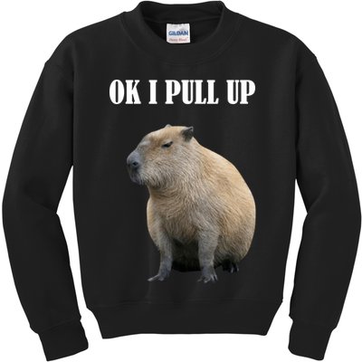 Ok I Pull Up Capybara Funny Kids Sweatshirt