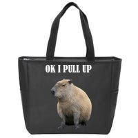 Ok I Pull Up Capybara Funny Zip Tote Bag