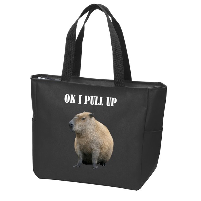Ok I Pull Up Capybara Funny Zip Tote Bag