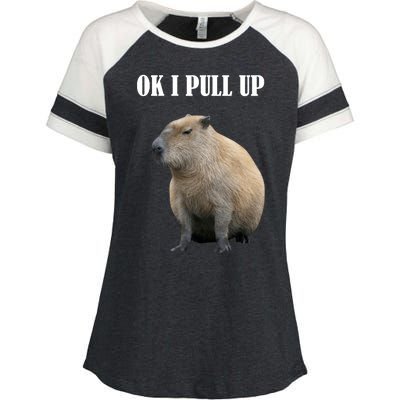 Ok I Pull Up Capybara Funny Enza Ladies Jersey Colorblock Tee