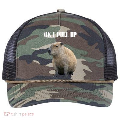 Ok I Pull Up Capybara Funny Retro Rope Trucker Hat Cap
