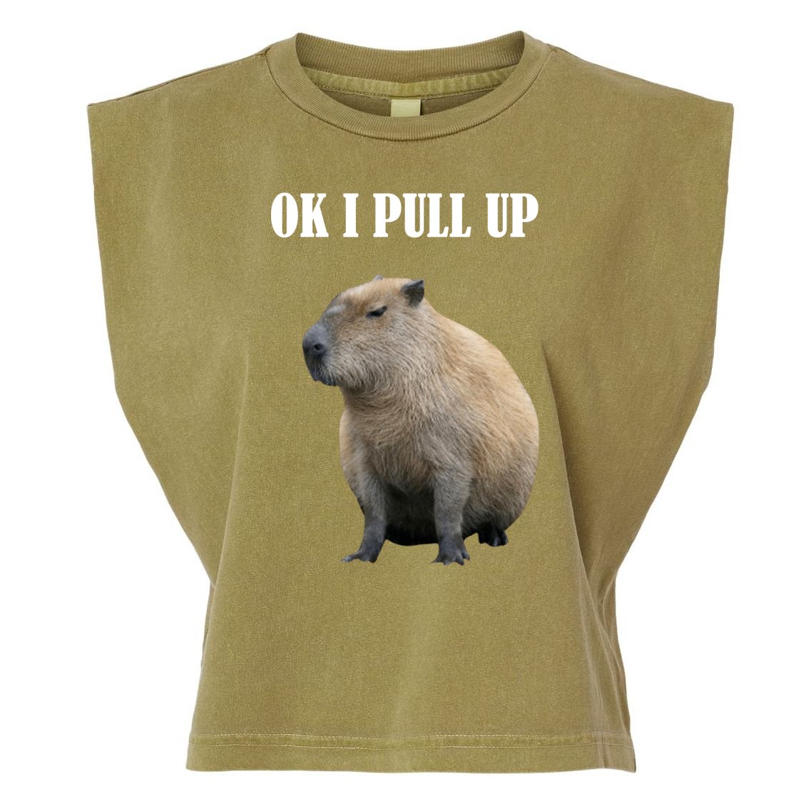 Ok I Pull Up Capybara Funny Garment-Dyed Women's Muscle Tee