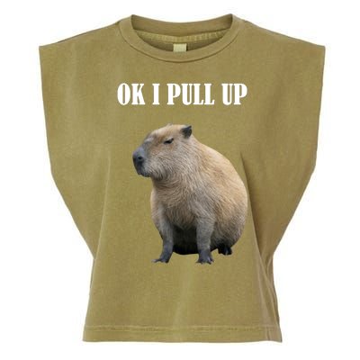 Ok I Pull Up Capybara Funny Garment-Dyed Women's Muscle Tee