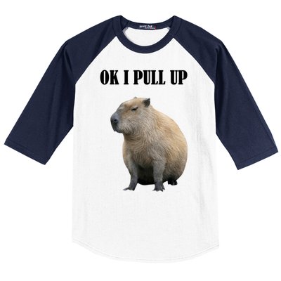 Ok I Pull Up Capybara Funny Baseball Sleeve Shirt