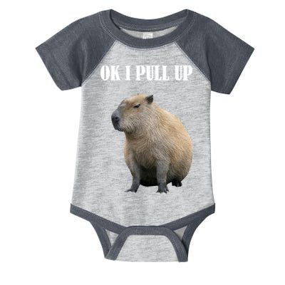 Ok I Pull Up Capybara Funny Infant Baby Jersey Bodysuit