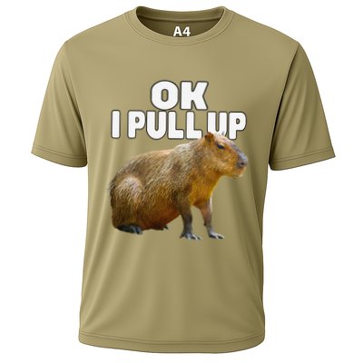 Ok I Pull Up Capybara Funny Capybara Lover Dank Meme Cooling Performance Crew T-Shirt