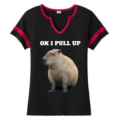 Ok I Pull Up Capybara Ladies Halftime Notch Neck Tee