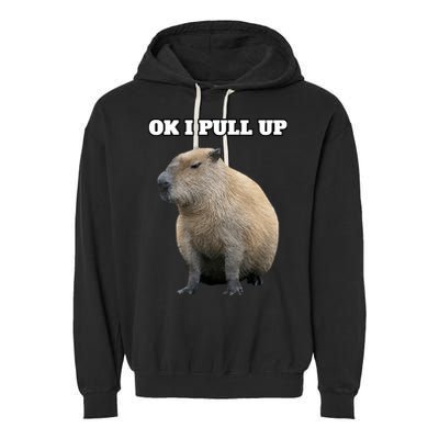 Ok I Pull Up Capybara Garment-Dyed Fleece Hoodie
