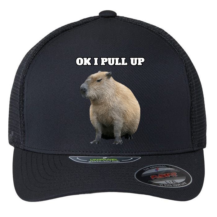 Ok I Pull Up Capybara Flexfit Unipanel Trucker Cap