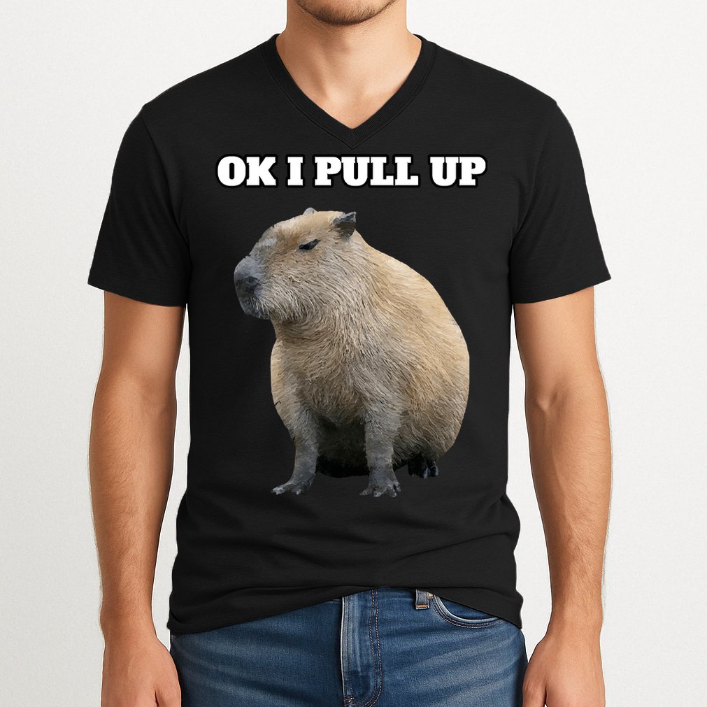 Ok I Pull Up Capybara V-Neck T-Shirt