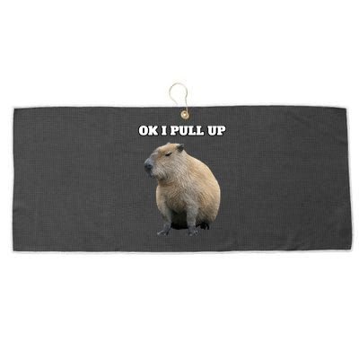Ok I Pull Up Capybara Large Microfiber Waffle Golf Towel