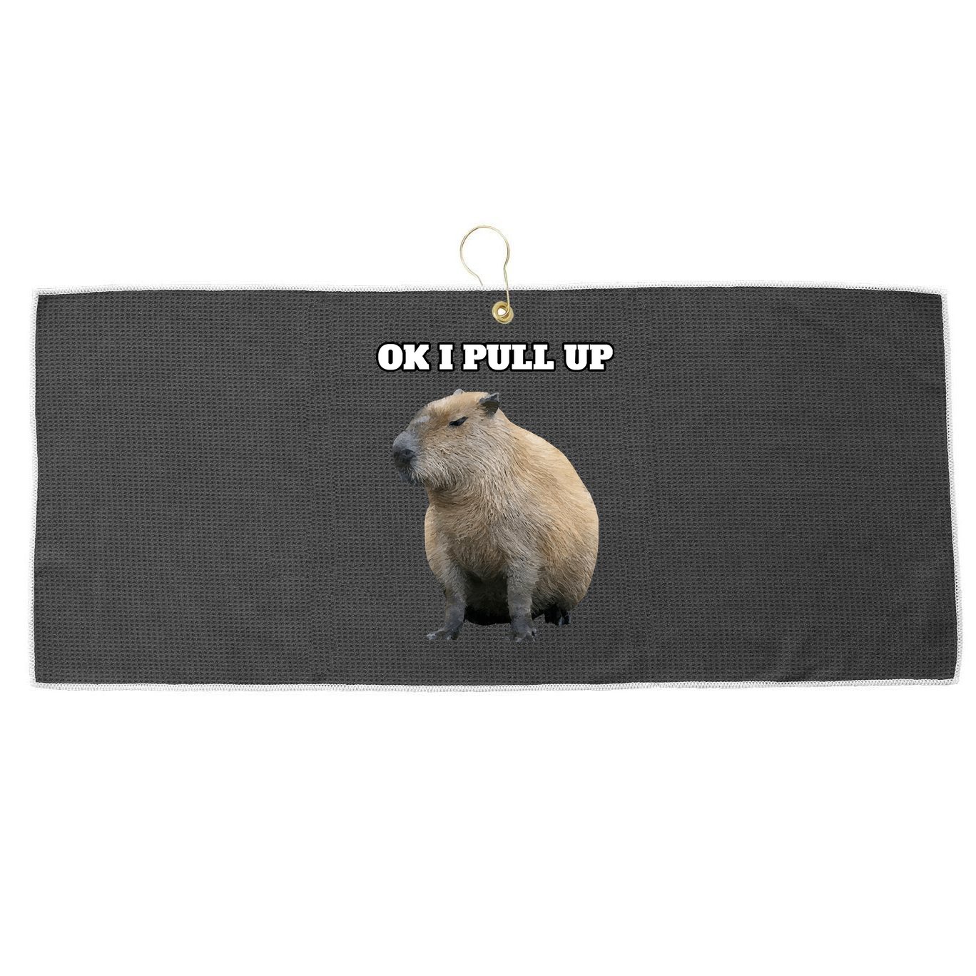 Ok I Pull Up Capybara Large Microfiber Waffle Golf Towel
