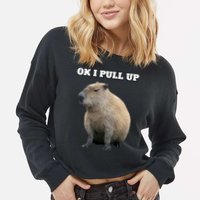 Ok I Pull Up Capybara Cropped Pullover Crew