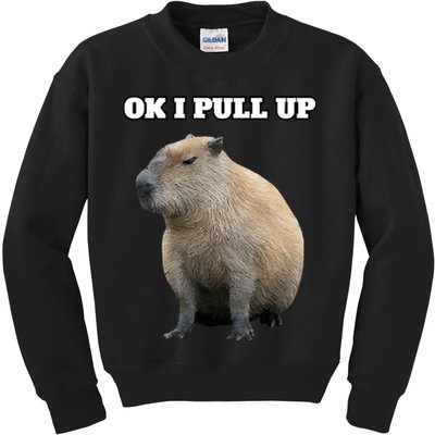 Ok I Pull Up Capybara Kids Sweatshirt