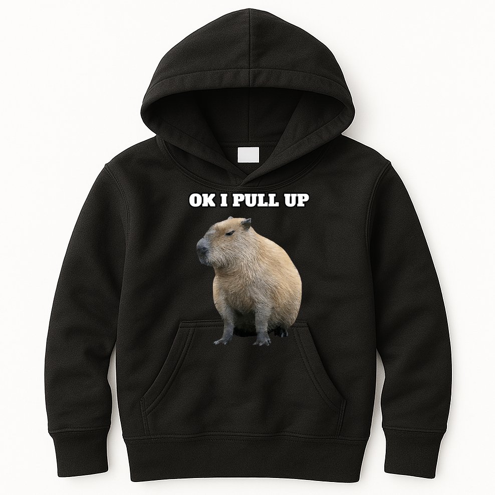 Ok I Pull Up Capybara Kids Hoodie