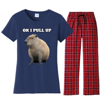 Ok I Pull Up Capybara Women's Flannel Pajama Set