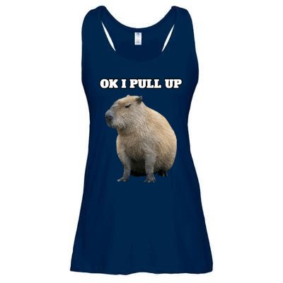 Ok I Pull Up Capybara Ladies Essential Flowy Tank