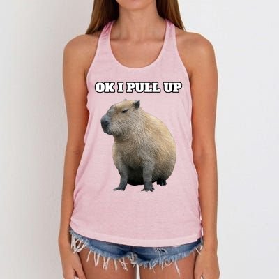 Ok I Pull Up Capybara Women's Knotted Racerback Tank