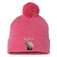 Ok I Pull Up Capybara Pom Pom 12in Knit Beanie