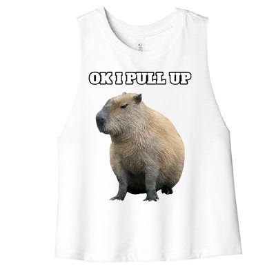 Ok I Pull Up Capybara Women's Racerback Cropped Tank