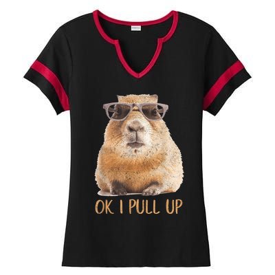 Ok I Pull Up Capybara Ladies Halftime Notch Neck Tee