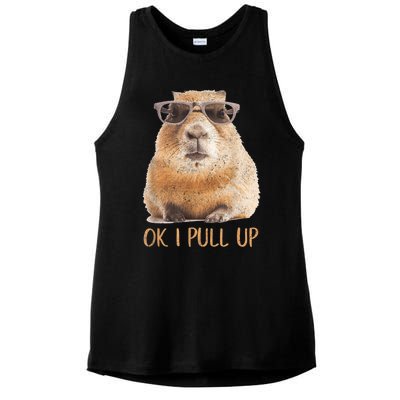 Ok I Pull Up Capybara Ladies PosiCharge Tri-Blend Wicking Tank