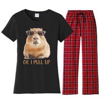 Ok I Pull Up Capybara Women's Flannel Pajama Set