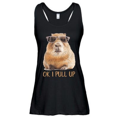 Ok I Pull Up Capybara Ladies Essential Flowy Tank