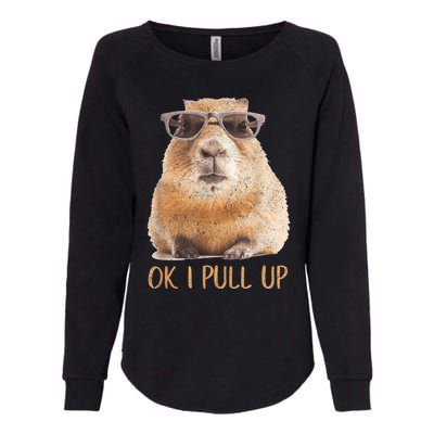 Ok I Pull Up Capybara Womens California Wash Sweatshirt