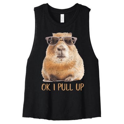 Ok I Pull Up Capybara Women's Racerback Cropped Tank