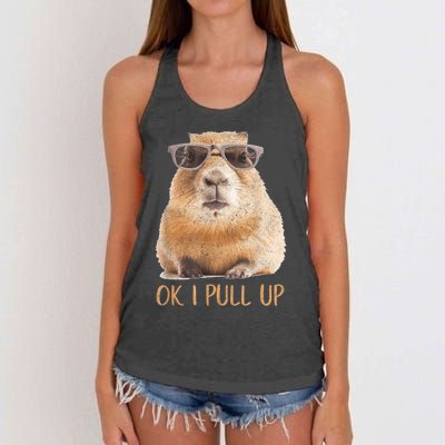 Ok I Pull Up Capybara Women's Knotted Racerback Tank