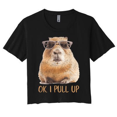 Ok I Pull Up Capybara Women's Crop Top Tee