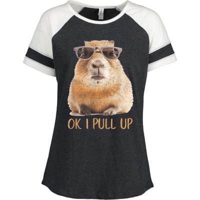 Ok I Pull Up Capybara Enza Ladies Jersey Colorblock Tee