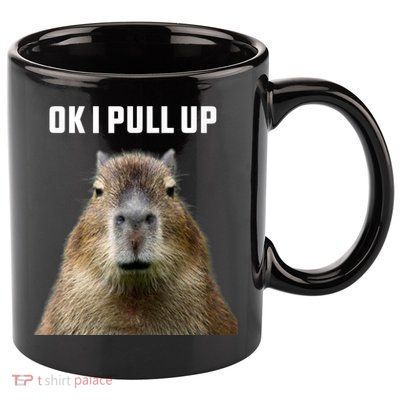 Ok I Pull Up Capybara 11oz C Handle Ceramic Mug