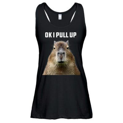 Ok I Pull Up Capybara Ladies Essential Flowy Tank
