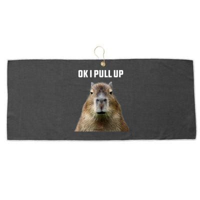 Ok I Pull Up Capybara Large Microfiber Waffle Golf Towel