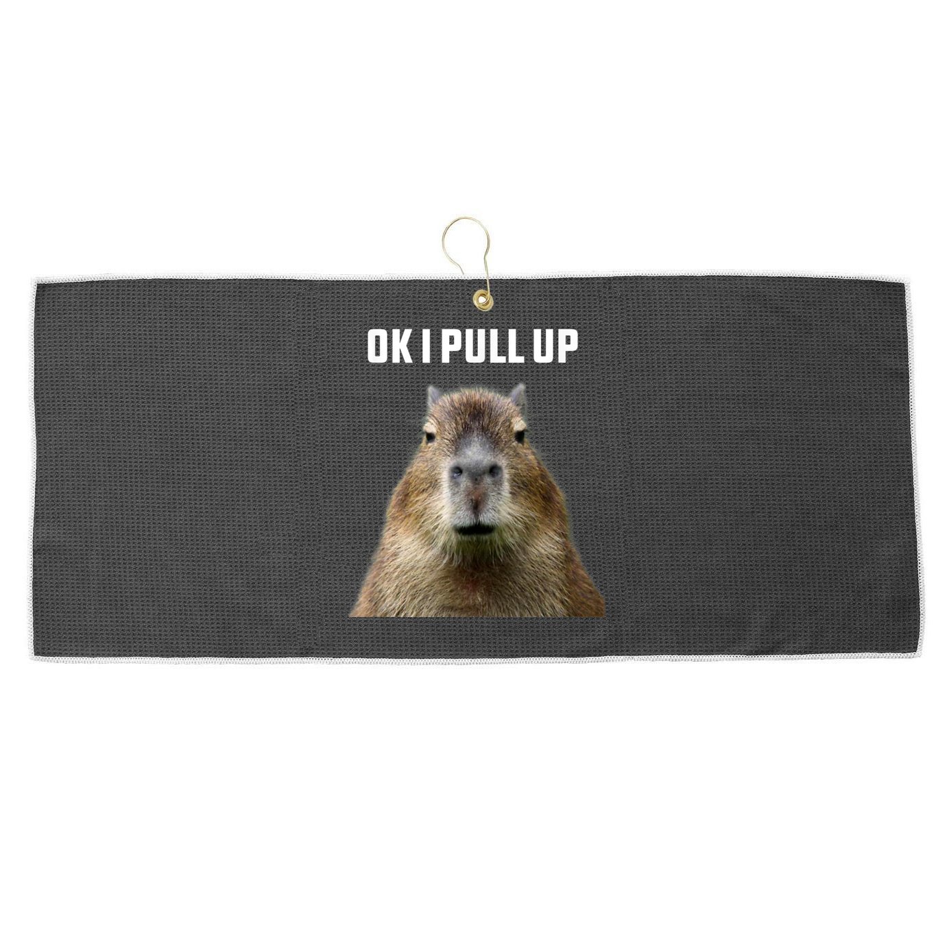 Ok I Pull Up Capybara Large Microfiber Waffle Golf Towel