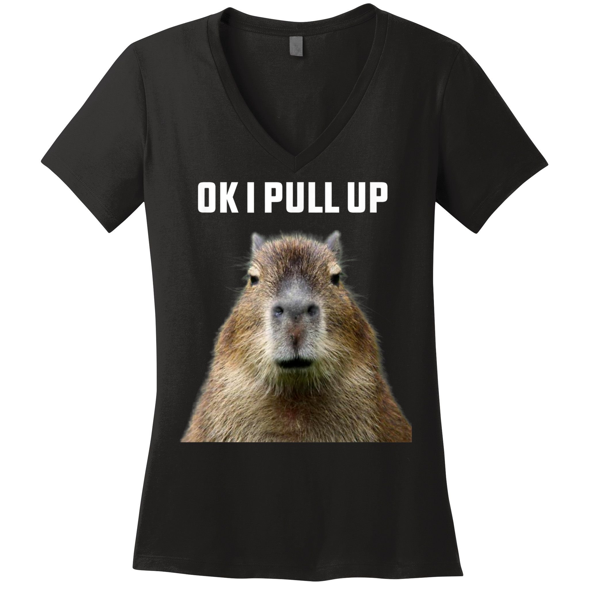 Ok I Pull Up Capybara Women's V-Neck T-Shirt