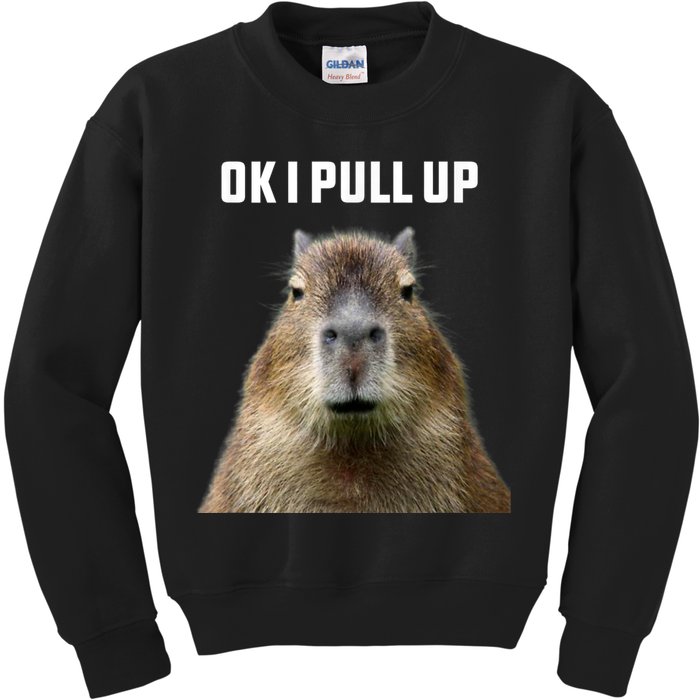 Ok I Pull Up Capybara Kids Sweatshirt