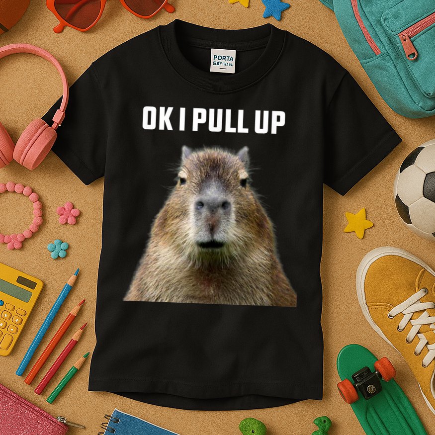 Ok I Pull Up Capybara Kids T-Shirt
