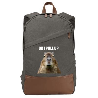 Ok I Pull Up Capybara Cotton Canvas Backpack