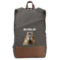 Ok I Pull Up Capybara Cotton Canvas Backpack
