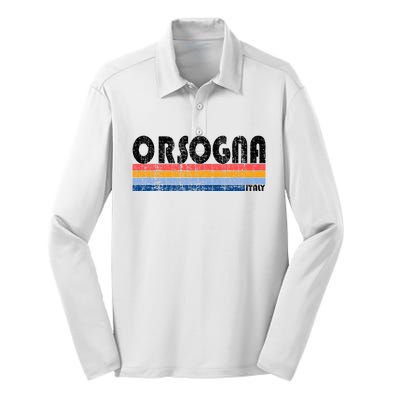 Orsogna Italy Retro 70s 80s Style Silk Touch Performance Long Sleeve Polo