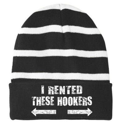 Offensive I Rented These Hookers Striped Beanie with Solid Band