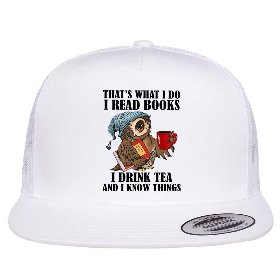 Owl I Read Books Drink Tea Know Things Funny Flat Bill Trucker Hat